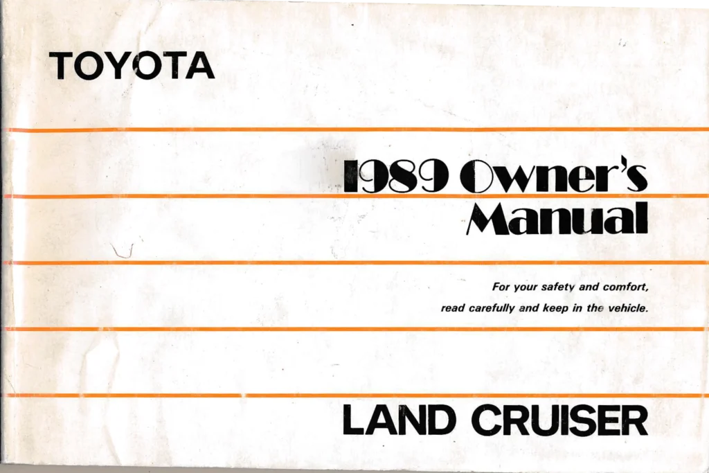 1989 Land Cruiser Owner's Manual US